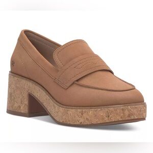 Lucky Brand Platform, Tan, Cork Sole Penny Loafer, Heel Comfort Chic